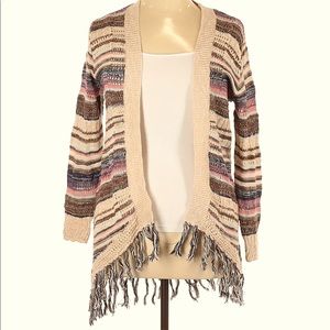 Bohemian crocheted cardigan with fringe
